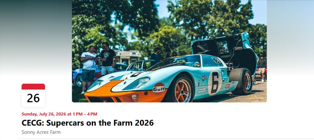 Exotic Car Show at Sonny Acres Farm July 2026